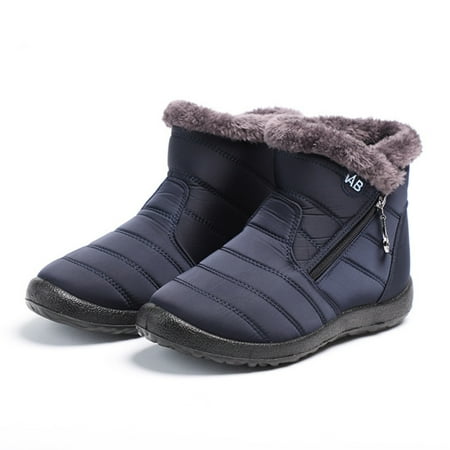 

huanledash Women Winter Warm Ankle Snow Boots Slip-on Zip Waterproof Outdoor Walking Shoes