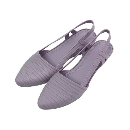 

ZTTD Women Baotou Flat Slippers Fashion Casual Outside Wear Loafers Pink
