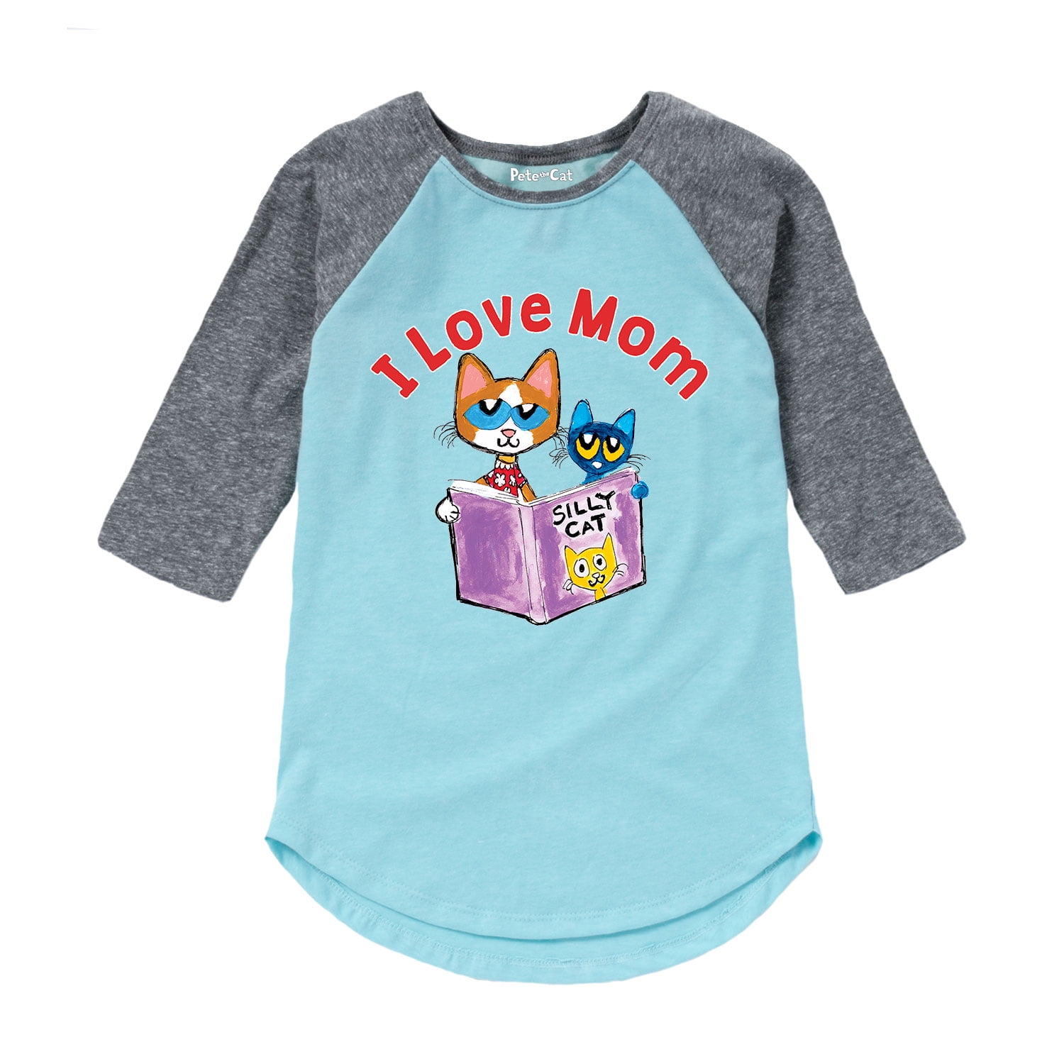 PETE THE CAT Pete the Cat Love Mom Youth Girl Shirt Tail Raglan