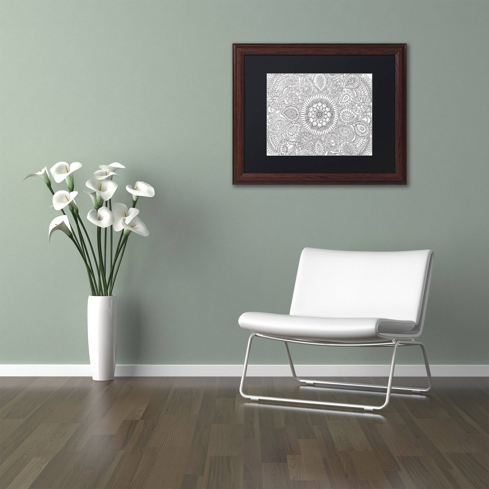 Trademark Fine Art "Paisley Mandala" Canvas Art by Hello Angel, Black Matte, Wood Frame