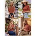 thumbnail image 5 of PINKSIR Tshirts for Women Mock Neck Short Sleeve Casual and Turtleneck for Summer Pumpkin M, 5 of 8