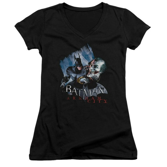 Batman Arkham City Jokes On You! Junior Women's T-Shirt V-Neck Black