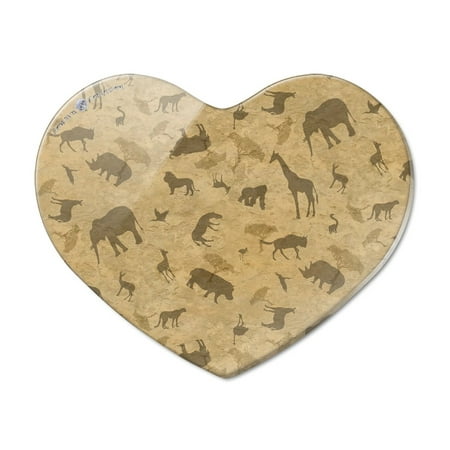

Africa Animal Silhouettes All Over Pattern Heart Acrylic Fridge Refrigerator Magnet