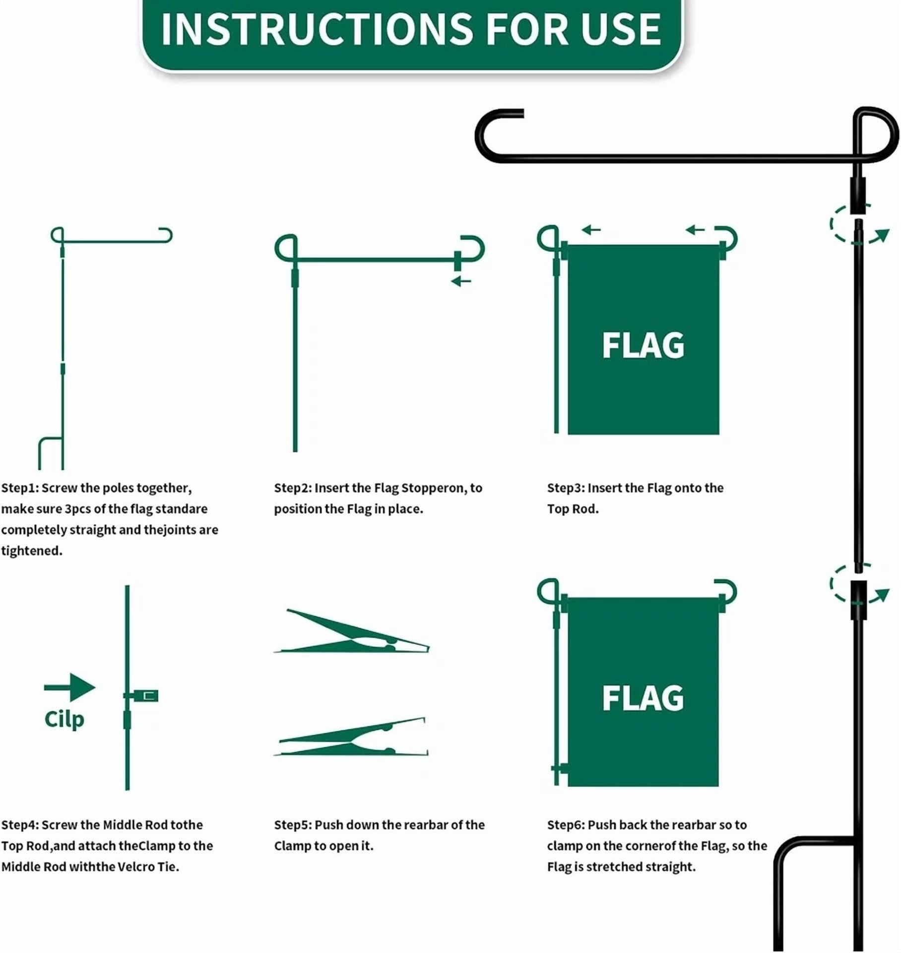CRESTIN- Garden Flag Stand Premium Yard Flag Pole Holder (35.4''×16.4'') Metal Black