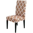 thumbnail image 1 of Dining Chair Cover Set Stretch Spandex Short Dining Chair Slipcovers Removable Washable Decorative Chair Protector Seat Covers for Dining Room Home Wedding Banquet Party Decor (Khaki+White, 2 Pack), 1 of 8