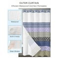 thumbnail image 2 of No Hook Cloth Fabric Shower Curtain with Snap in Liner, Boho Purple Waterproof Shower Curtains Set with See Through Top Window, Navy Geometric Stripes Tribal Black Bohemia Bath Curtains 54"x78", 2 of 6