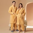 thumbnail image 6 of Couples Pajamas Matching Sets Unisex Soft Plush Robe Cozy Warm Bathrobe Fuzzy Female Long Spa Robe Sleepwear Long Sleeve Loungewear with Pockets 2 Piece Yellow XL, 6 of 9