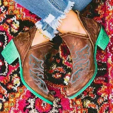 

TALKVE Women s Shoes Ethnic Style Retro Soft Leather Flat Soft Sole Ankle Boots