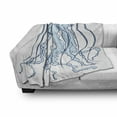 thumbnail image 3 of Jellyfish Soft Flannel Fleece Blanket, Exotic Sea Creature Organism in Vintage Old Sketch Style Illustration, Cozy Plush for Indoor and Outdoor Use, 70" x 90", Baby Blue and Sea Blue, by Ambesonne, 3 of 6