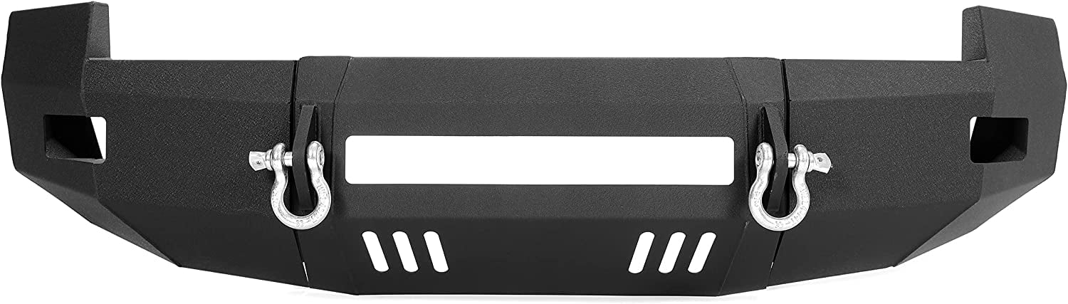 Front Bumper Off-Road 3-Piece Modular Compatible with 2007-2010 Chevrolet Silverado 2500 3500 Powder Coated Steel Textured Black