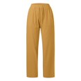 thumbnail image 6 of Women's Linen High Waisted Straight Pants Casual Flowy Wide Leg Drawstring Trousers With Pockets, 6 of 7