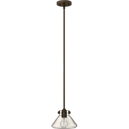 

Mini Pendants 1 Light With Oil Rubbed Bronze Clear Steel Drum Medium Base 8 inch 100 Watts
