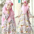 thumbnail image 2 of Mercatoo Baby Hijab Set Girls Long Sleeve Floral Ramadan Muslim Abaya Set Toddler Kids Maxi 𝐃ubai Robe Traditional Clothing, 2 of 9