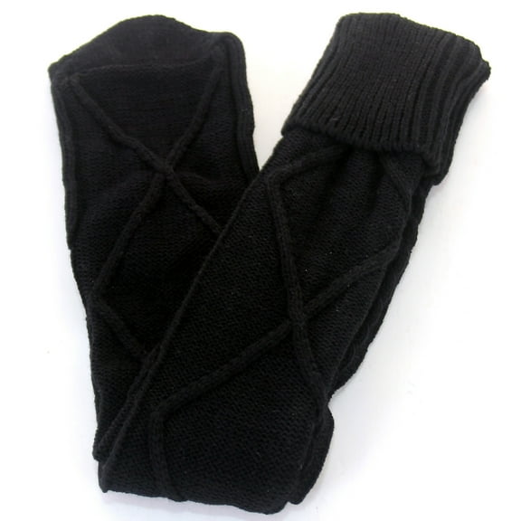 Black Stockings Women Autumn and Winter Solid Color Over The Knee Knit Socks