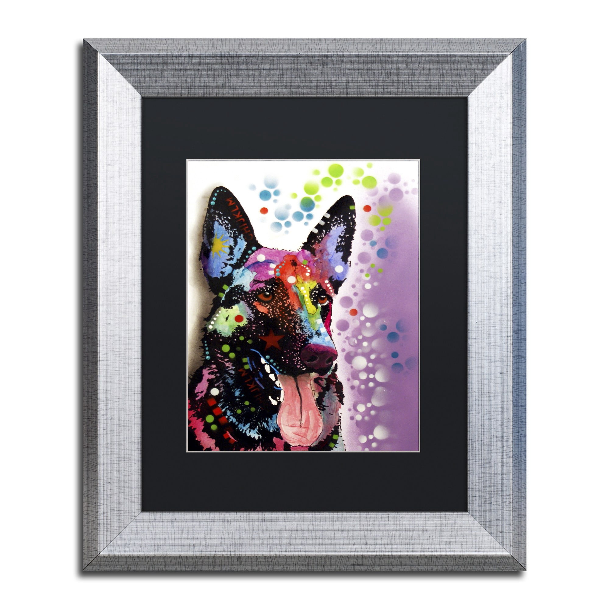 "German Shepherd II" Canvas Art by Dean Russo, Black Matte, Silver Frame