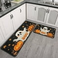 thumbnail image 2 of Night Ghost BOO Evil Pumpkin Halloween () Kitchen Mats Sets Of 2 Decor Mats for Floor Bathroom-Non Skid Washable Floor Mats Retro Rugs (17x47in+30x17in), 2 of 7