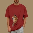 thumbnail image 5 of Pafei Tyugd Pet Pouch Shirt Men with Kangaroo Carrier Loose Oversized Short Sleeve Summer T-Shirt Casual Round Neck Vacation Outfits Wine S, 5 of 6