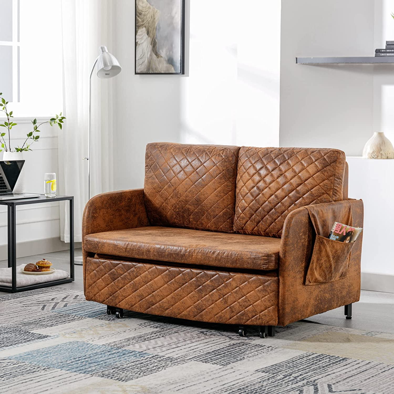 Tabaray Sleeper Loveseat Pull Out Bed, Office Sofa Couch with Storage