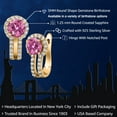 thumbnail image 2 of Gem Stone King 18K Yellow Gold Plated Silver Pink Moissanite and White Created Sapphire Earrings for Women (1.50 Cttw, Gemstone Birthstone, Round 5MM), 2 of 6