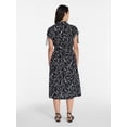thumbnail image 2 of Time and Tru Women's Short Sleeve Midi Linen Shirt Dress, Sizes XS-XXXL, 2 of 4