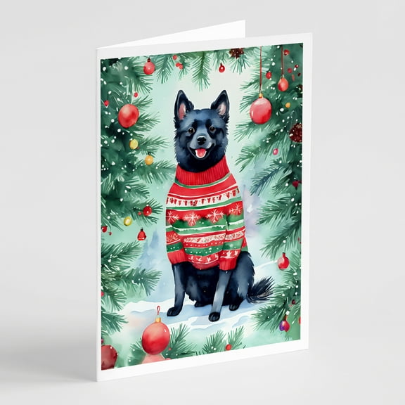 Schipperke Christmas Greeting Cards Pack of 8 7 in x 5 in