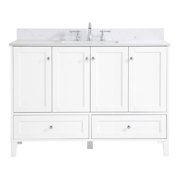 48 inch Single Bathroom Vanity in White with Backsplash