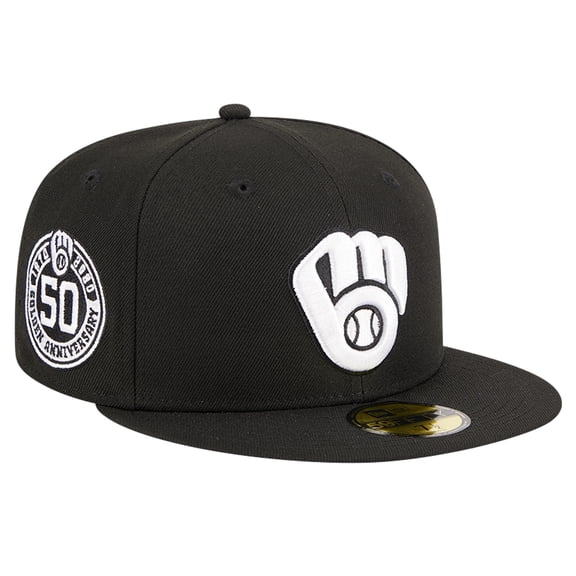 Men's New Era Black Milwaukee Brewers Logo 59FIFTY Fitted Hat