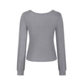 thumbnail image 4 of STETMN Long Sleeve Shirts for Women Square Neck Slim Fit Top Fall Trendy Basic Plain T-shirts, 4 of 4