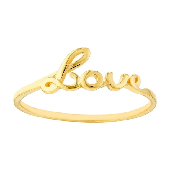 14k Yellow Gold Script Love Ring Size 6 Statement Ring for Women
