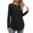 thumbnail image 2 of SHINE UP Long Sleeve Shirts for Women Casual Basic Crewneck T Shirt Side Split Tunic Tops, 2 of 8
