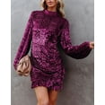 thumbnail image 1 of POINTERTECK European Wind Autumn And Winter New Velvet Burn Flowers Temperament Ruffle Irregular Fashion Dress, 1 of 4