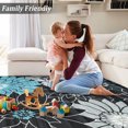 thumbnail image 2 of GlowSol 8' x 10' Area Rug Farmhouse Floral Rug Washable Living Room Bedroom Rug Non Slip Non-Shedding Indoor Print Carpet for Dorm, Black, 2 of 6