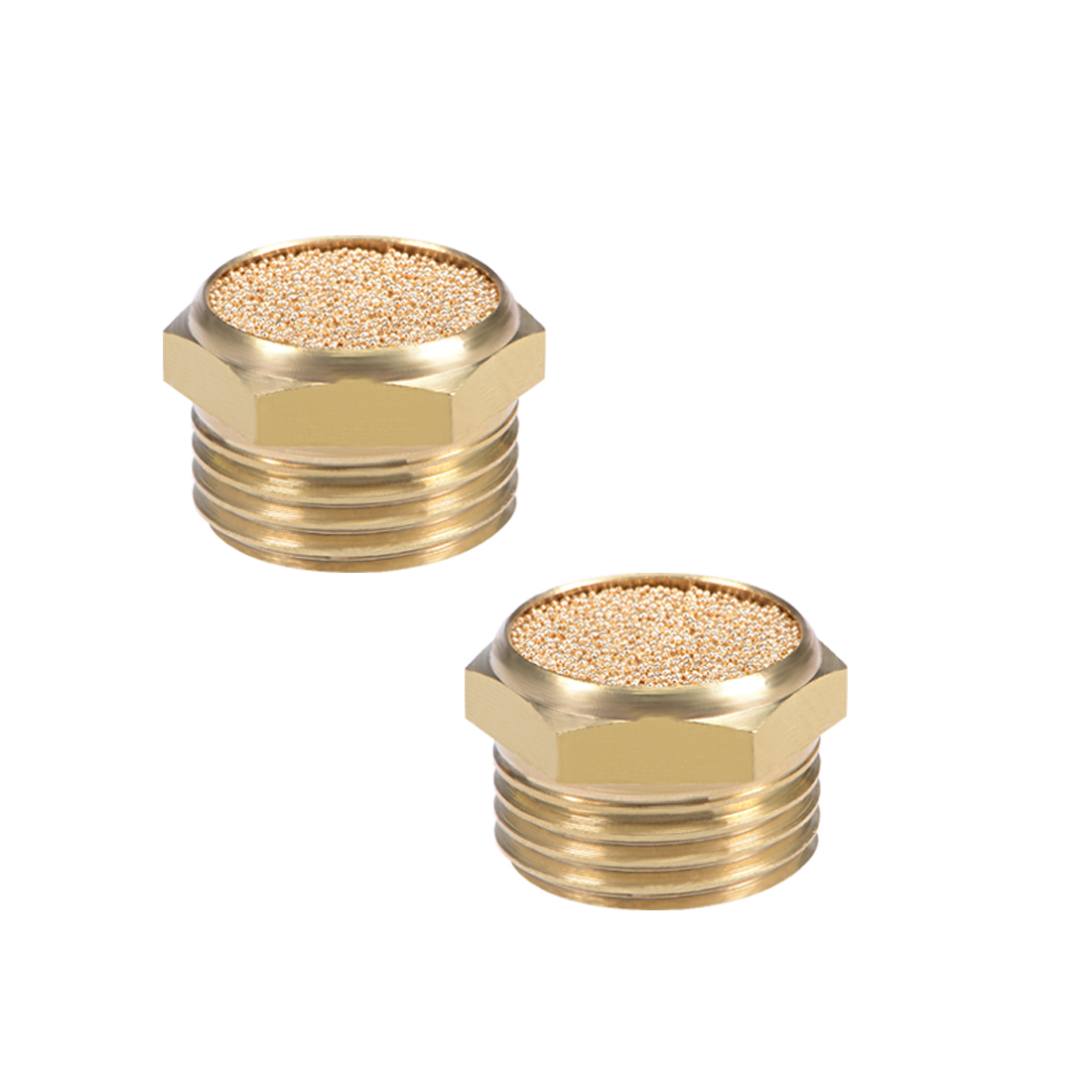 1/2 PT Sintered Bronze Exhaust Muffler with Brass Body Flat 2pcs