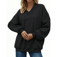 thumbnail image 4 of UVN Womens Oversized Sweatshirts Fall Winter Long Sleeve V Neck Hoodies Ladies Casual Loose Pullover Clothes, 4 of 7