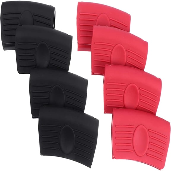 SUTENG Silicone Hot Handle Holder 4 Pair Assist Pan Handle Sleeves Non- Slip Heat Resistant Pot Grip Hot Handle Cover for Cast Iron Cookware