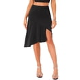 thumbnail image 1 of Falda envolvente elegante con volantes asimétrica de cintura alta para mujer INSPIRE CHIC M negra, 1 of 6