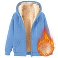 thumbnail image 4 of idosla Zip Up Hoodie Women Fleece Sherpa Lined Jacket Fall Winter Coat Casual Trendy Clothing (Blue, XXL), 4 of 5