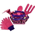 thumbnail image 4 of Kids Gardening Tool Set - Real Metal Child Sized Hand Tools with Wooden Handles & Safety Edges; Shovel, Rake & Pitch Fork - Plus Watering Can, Garden Gloves & Durable Canvas Carrying Bag. Pink, 4 of 5