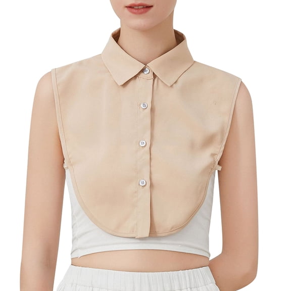 Detachable Collar Blouse for Women Summer Solid Ruffle Half Elastic Waist Cover up Outfits Women's Shirt Fake Collar