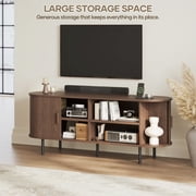 MARNUR 55 TV Stand for 60 TV, Wood Entertainment Center with Storage and Shelves, 2 Sliding Tambour Doors, Mid-Century Modern
