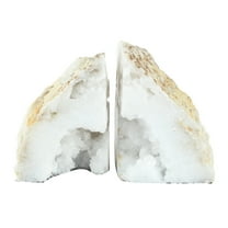 Natural White Geode Bookends - Bohemian Bliss Decor - Textured Rock Bookends for Shelves