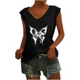 thumbnail image 1 of Camisetas sin mangas con cuello en V de verano para mujer, camisetas de manga corta con estampado de mariposa Retro OAVQHLG3B Store lin121212, 1 of 4