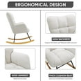 thumbnail image 4 of Modern Tufted Rocking Chair - High-Back Teddy Fabric Glider with Armrests, Safe 30° Rock, Metal Legs & Wooden Base, 4 of 6