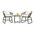 thumbnail image 3 of Costway 3PCS Patio Rattan Bistro Set Cushioned Chair Glass Table Deck White, 3 of 12