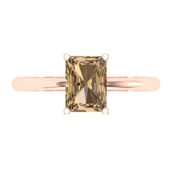 Clara Pucci 14K Rose Gold 1.75ct Champagne Solitaire Ring for Women