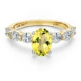 thumbnail image 3 of Gem Stone King 14K Two Tone Gold Canary Mystic Topaz and Lab Grown Diamond Engagement Ring for Women | 2.46 Cttw | Oval 8X6MM | Gemstone November Birthstone | Size 9, 3 of 6