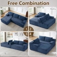 thumbnail image 4 of 96" Boneless Cloud Couch with Chaise, Modular Sectional Sofa for Living Room, No Assembly Required, Deep Seat Corduroy Couch, Blue, 4 of 8