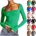 thumbnail image 1 of Ropa de trabajo para mujer,Blusa informal de cuello cuadrado para mujer, camisa holgada de manga larga, mezcla de poliéster y elastano, para uso diario en otoño e invierno, sopatenor, 1 of 9