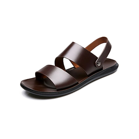 

Tenmix Men s Slide Sandal Slip On Flat Sandals Summer Beach Shoes Open Toe Slides Mens Comfortable Casual Brown-Sandals 9