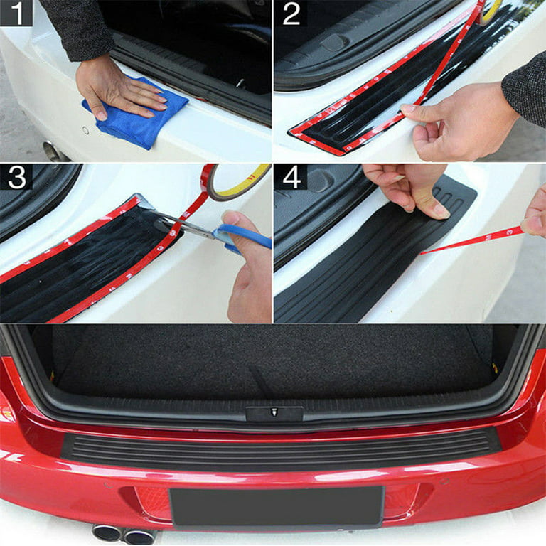 Trunk Rubber Protection Strip Car Rear Bumper Protector Cover with 3M Tape  Black, US Stock ,C23
